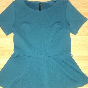 Teal Short Sleeve Textured Shirt